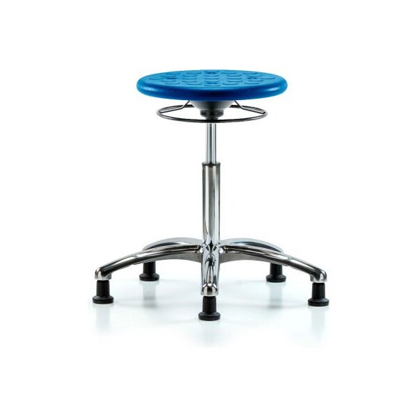 E Com Blue Ridge Ergonomics Cleanroom Stool W/ Glides - Medium Bench Height - Blue CLR-IPMBSO-CR-NF-RG-BLU - main